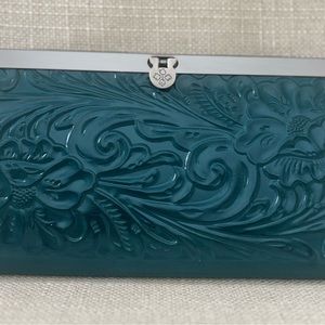 Patricia Nash Blue Embossed Wallet/Clutch with Silver Clasp
